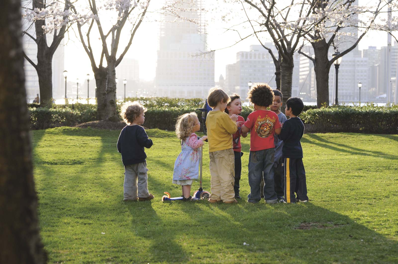 Children at play in Battery Park City, a planned community in Lower Manhattan