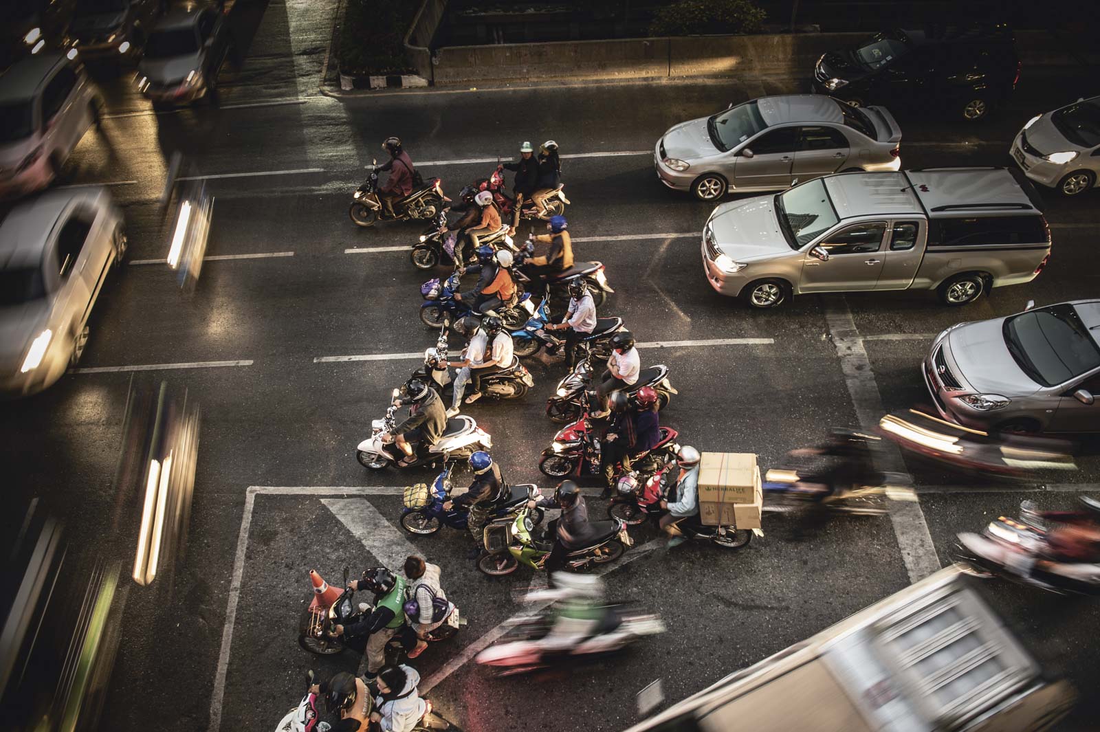 Thailand, Bangkok, High angle view of traffic jam