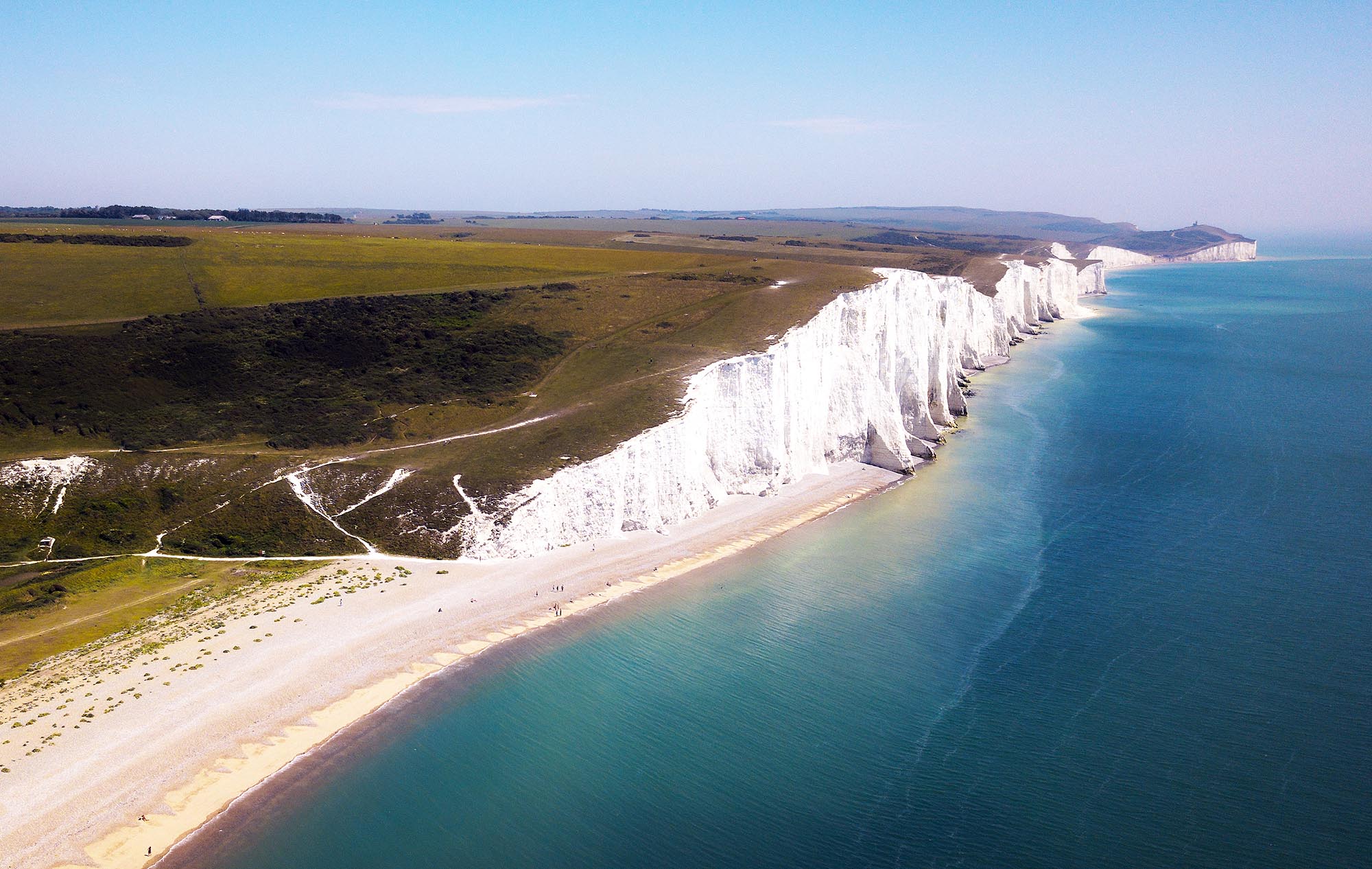 Sussex coast Cuckmere Haven UK drone aerial