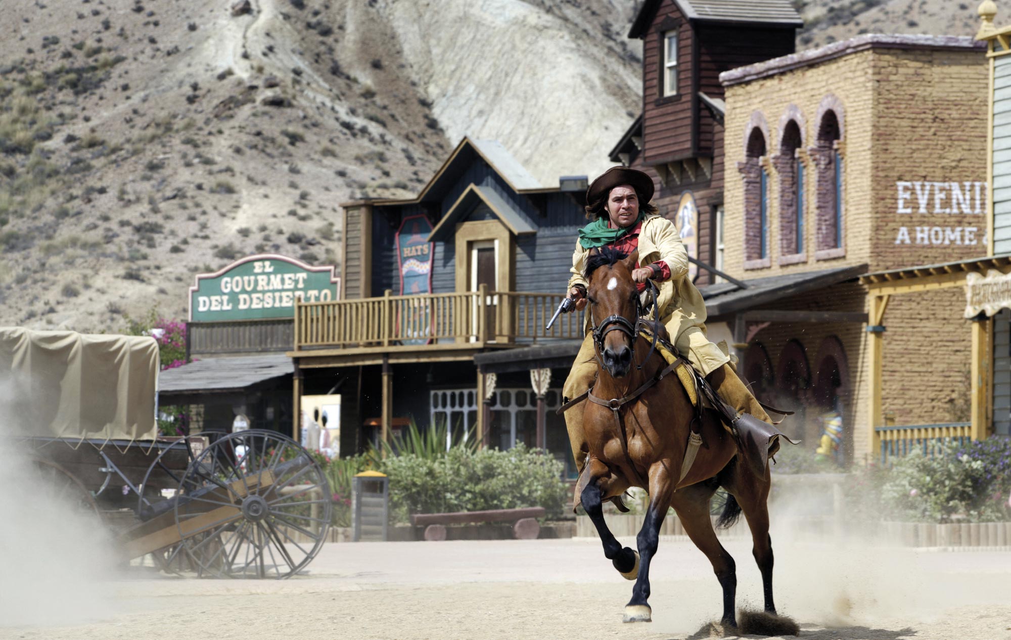 Cowboy shootout at Spaghetti Western film set