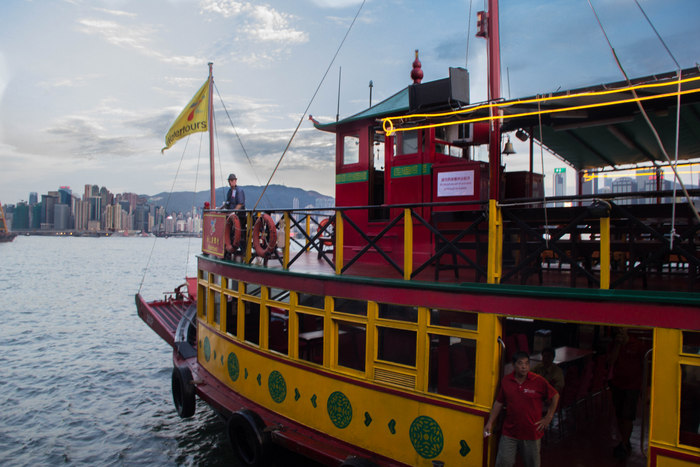 A sunset cruise aboard a boat in Hong Kong's Victoria Harbour