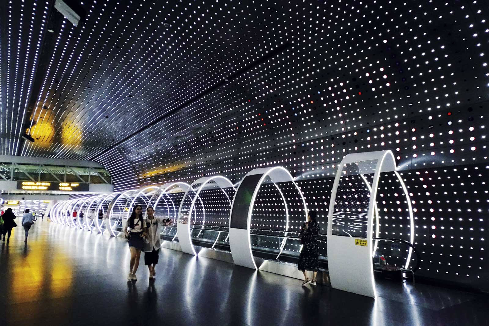 Pearl River Delta, Space Tunnel opens in south China's Guangzhou Baiyun International Airport, Guangzhou, China
