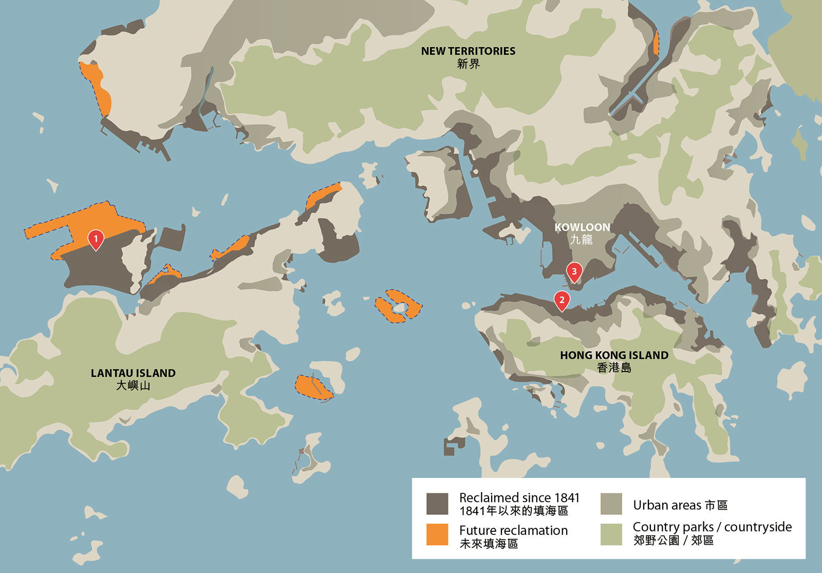Hong Kong map for land reclamation