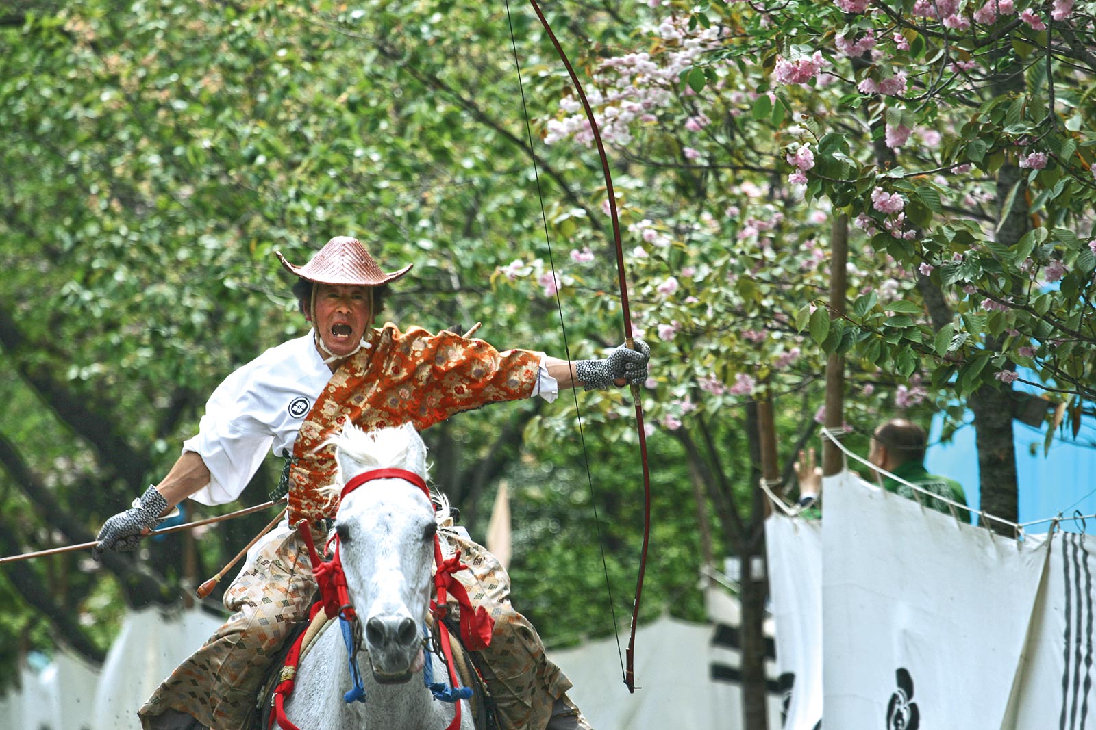 Yabusame horseback archery in full Samural gear