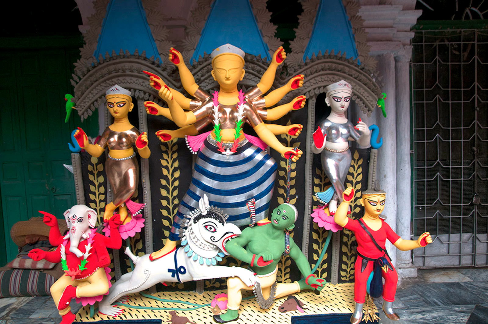 Preparing celebrating Durga Puja Festival in Kolkata