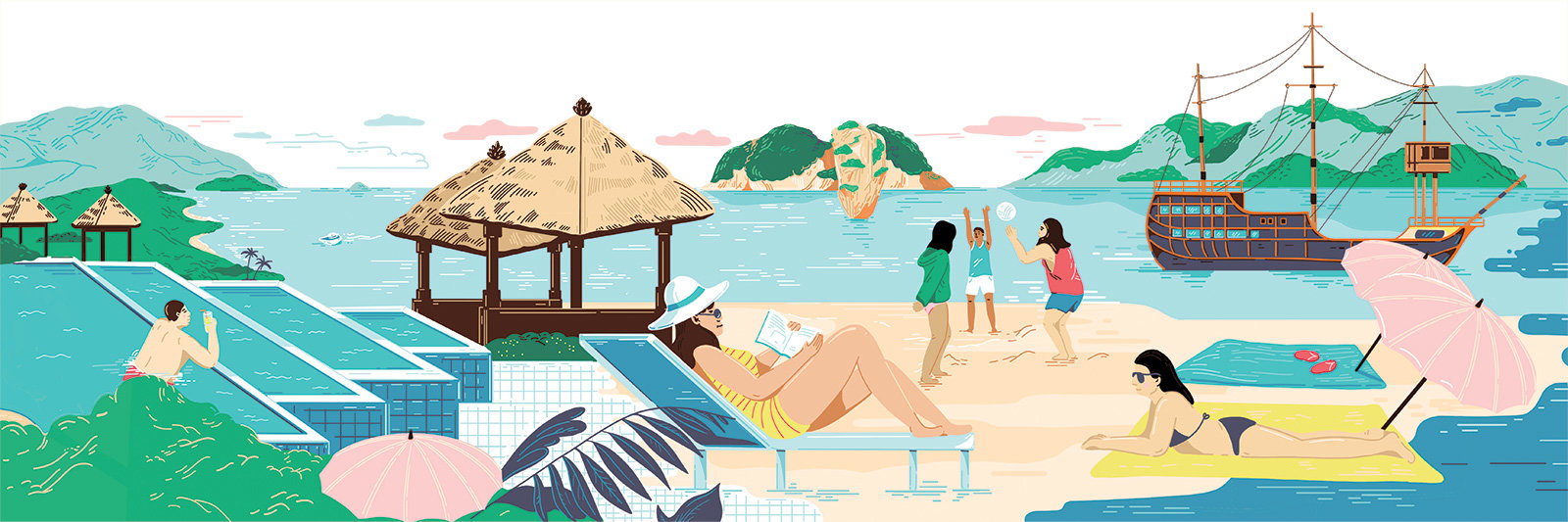 millennials-chinese-new-year-travel-habits-kathleen-fu-chinese-tourists-beach-illustration