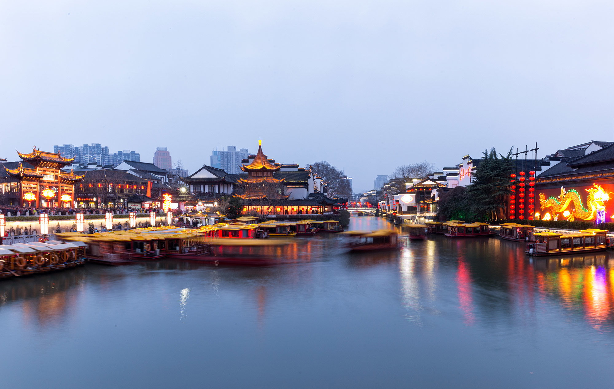 The Qinhuai River in front of the Confucius Temple During the Lantern Festival Nanjing, China