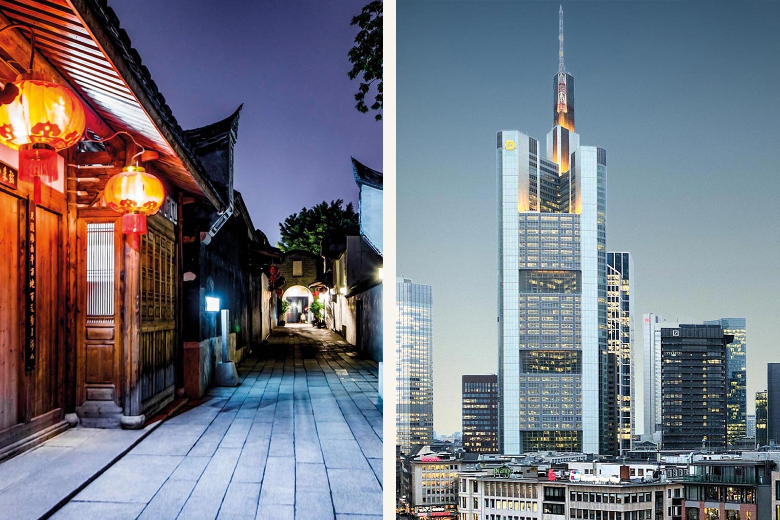 Architecture in Fuzhou, China and Frankfurt, Germany