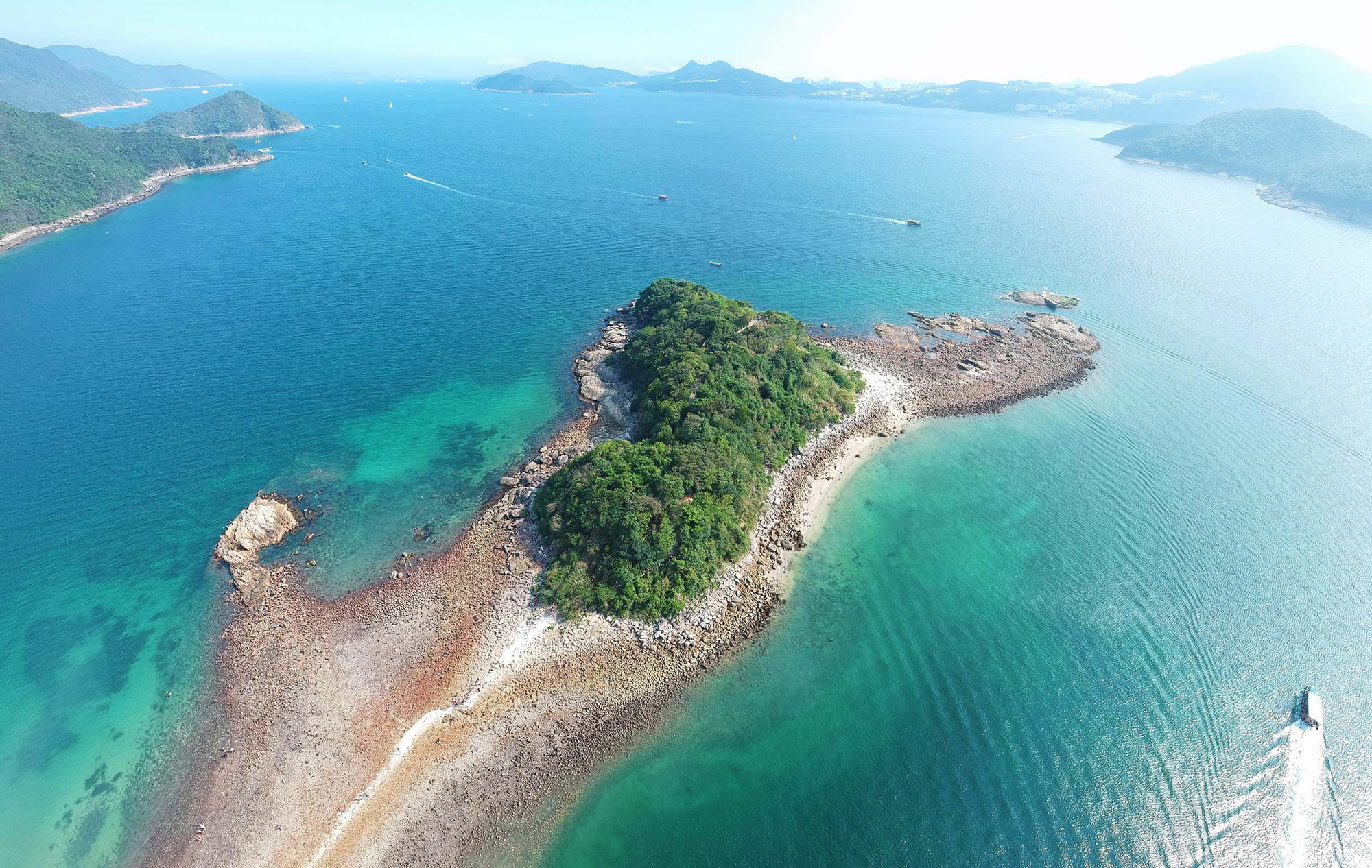 Aerial view of Sharp Island, one of Hong Kong's secret islands
