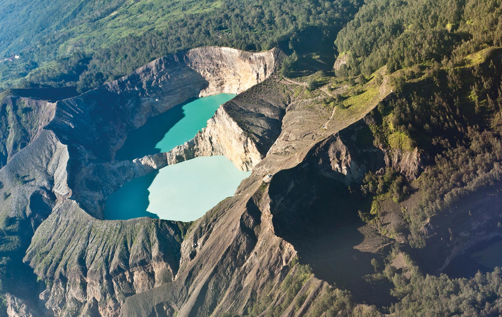 multi-coloured craters of Kelimutu in central Flores in Indonesia