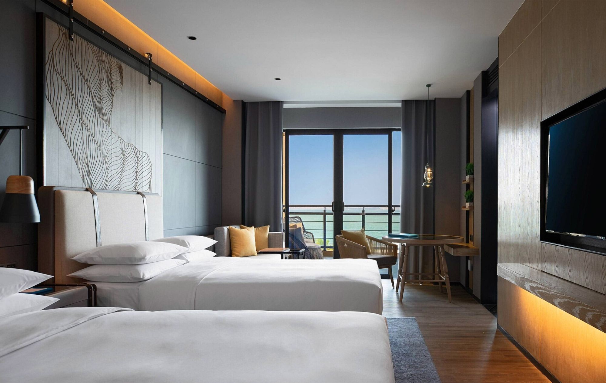 Double oceanfront room interior at the Renaissance Xiamen in southern China