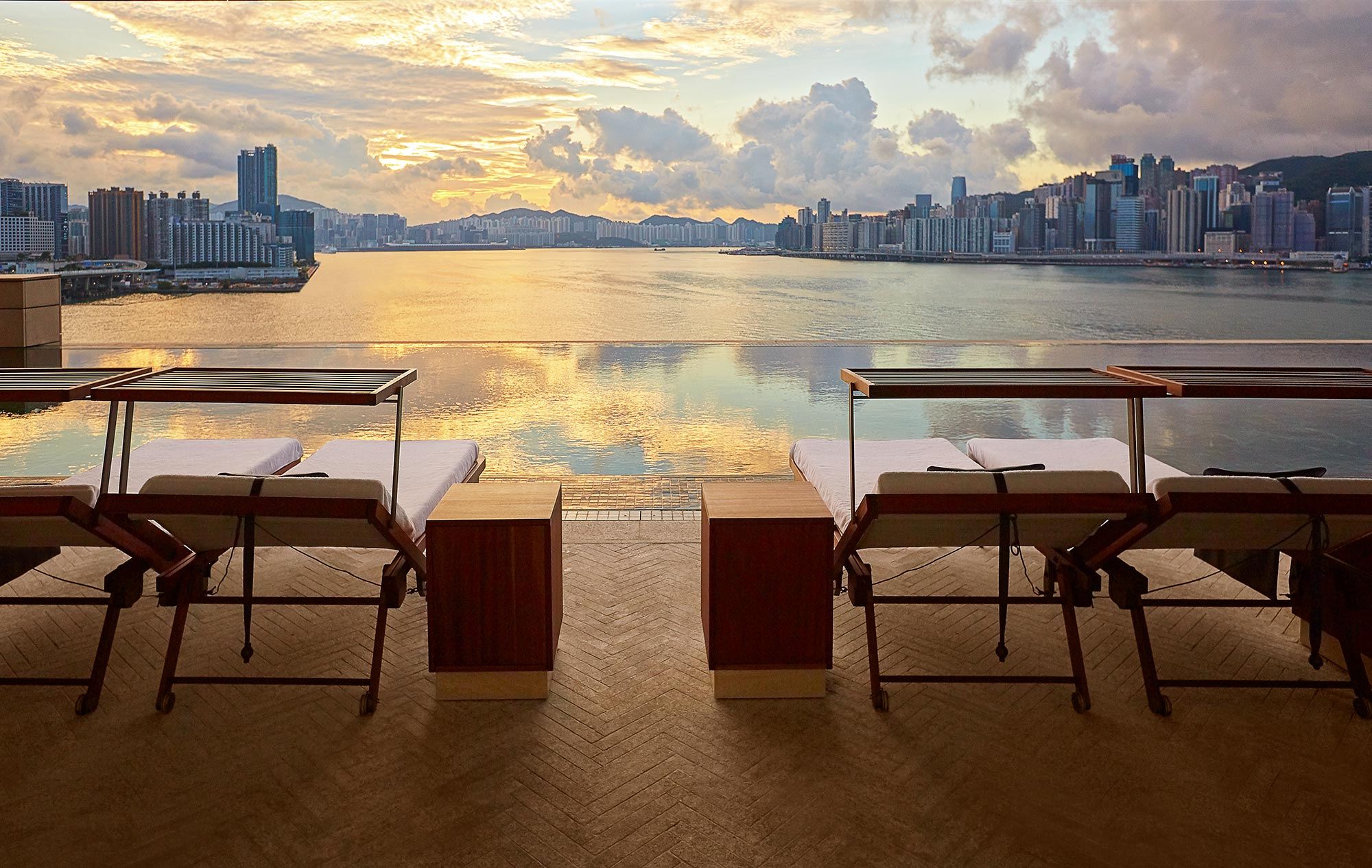 Skyline view from the Asaya Pool at the Rosewood Hong Kong