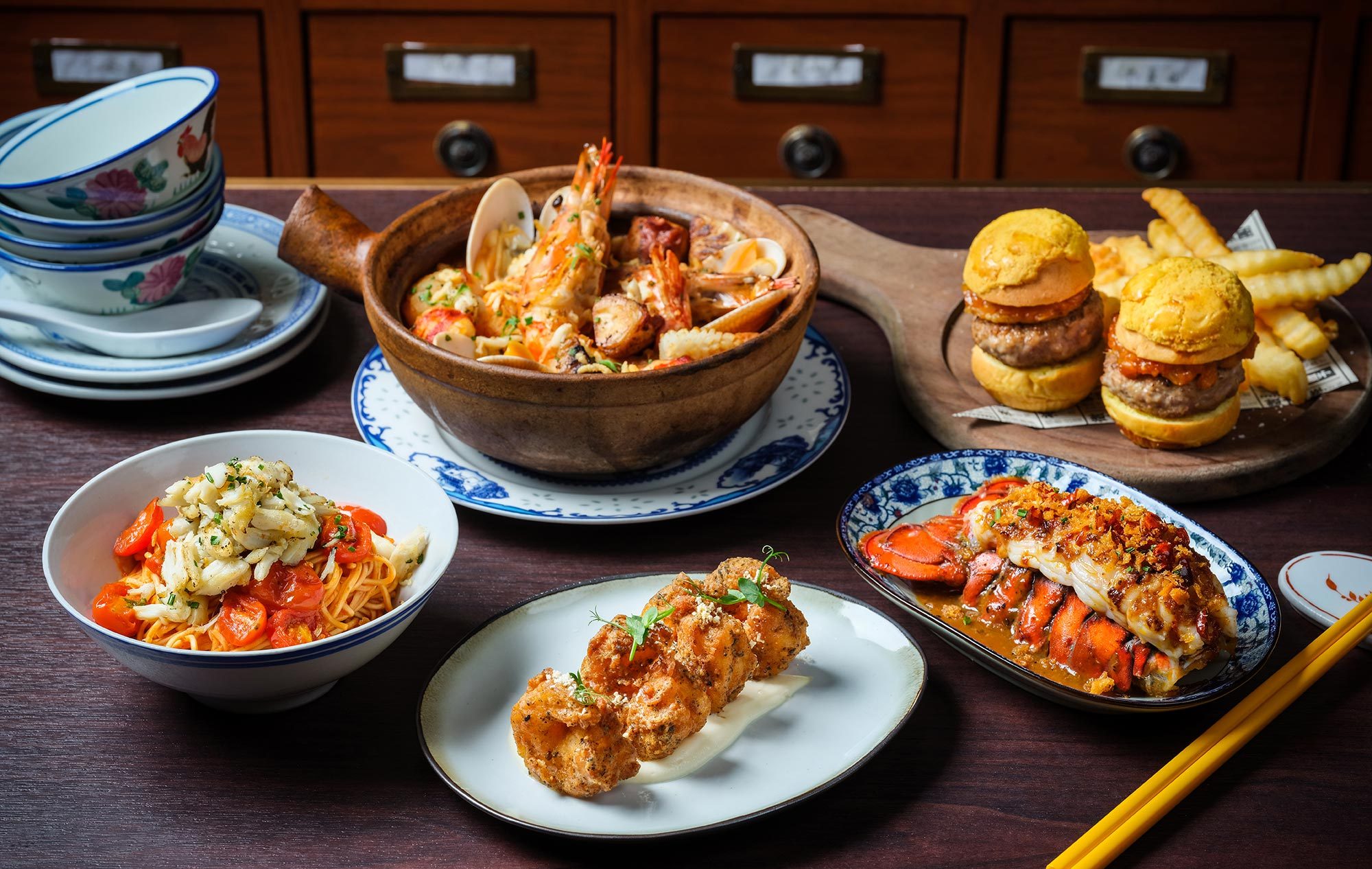 Dishes of Cantonese comfort food at Lee Lo Mei restaurant in Hong Kong
