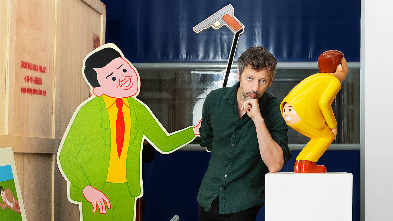 Joan Cornellà with his irreverent artwork on view in Hong Kong in January