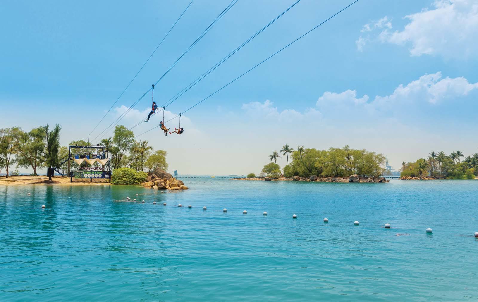 Ziplines in Sentosa, a family holiday destination in Singapore