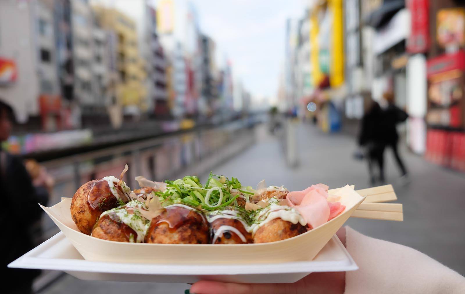 Takoyaki dumplings, a popular street food dish in Osaka