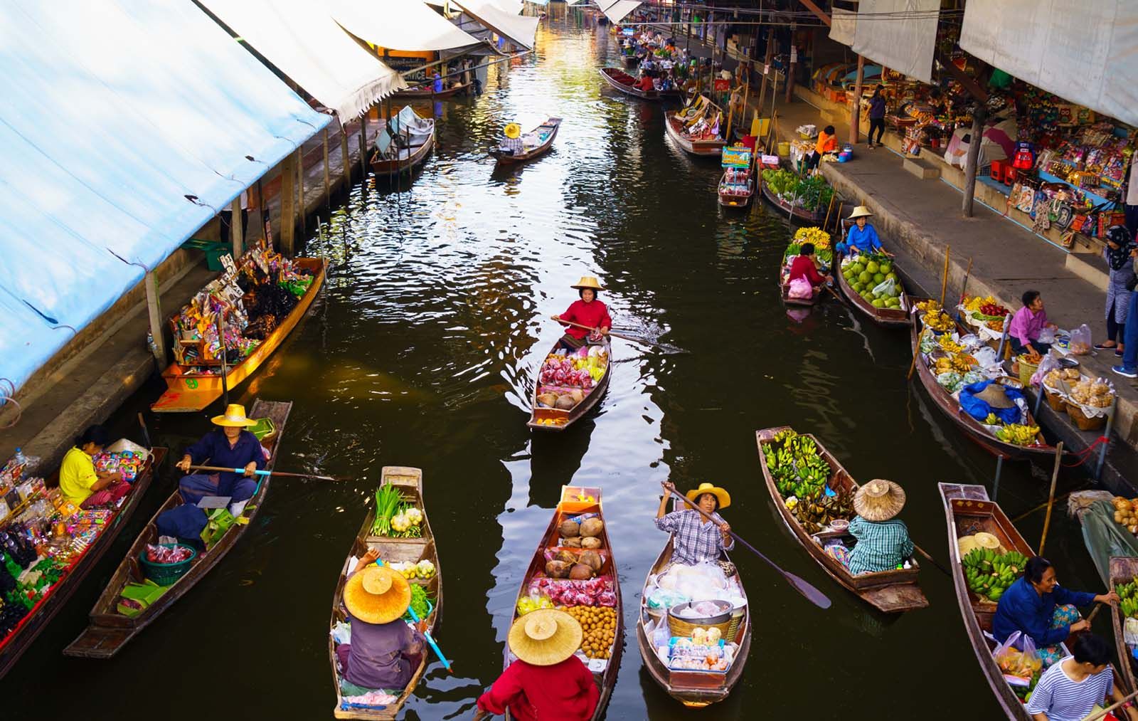 Floating markets are iconic attractions in Bangkok