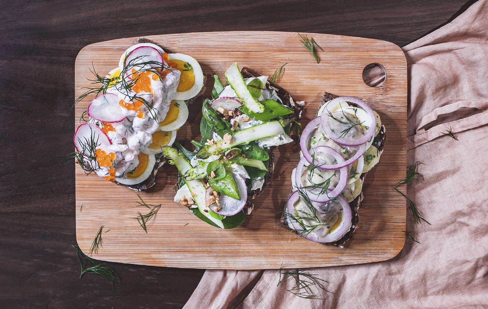 Smorrebrod, an open-faced sandwich offered at Nordic cafe Hjem in Hong Kong