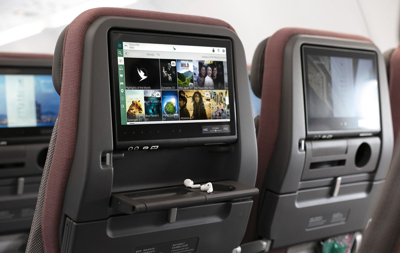 4K resolution screens in economy class on Cathay Pacific's new Airbus A321neo
