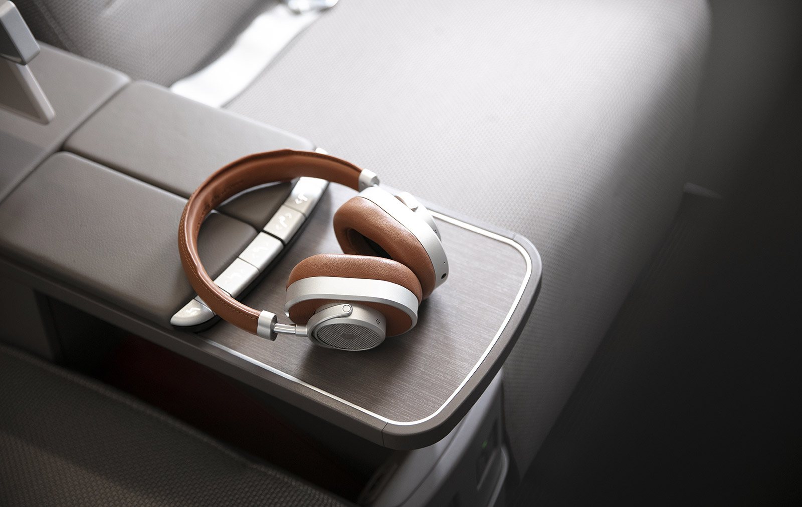 A pair of Bose noise-cancelling headphones on offer in Business Class on Cathay Pacific's new Airbus A321neo