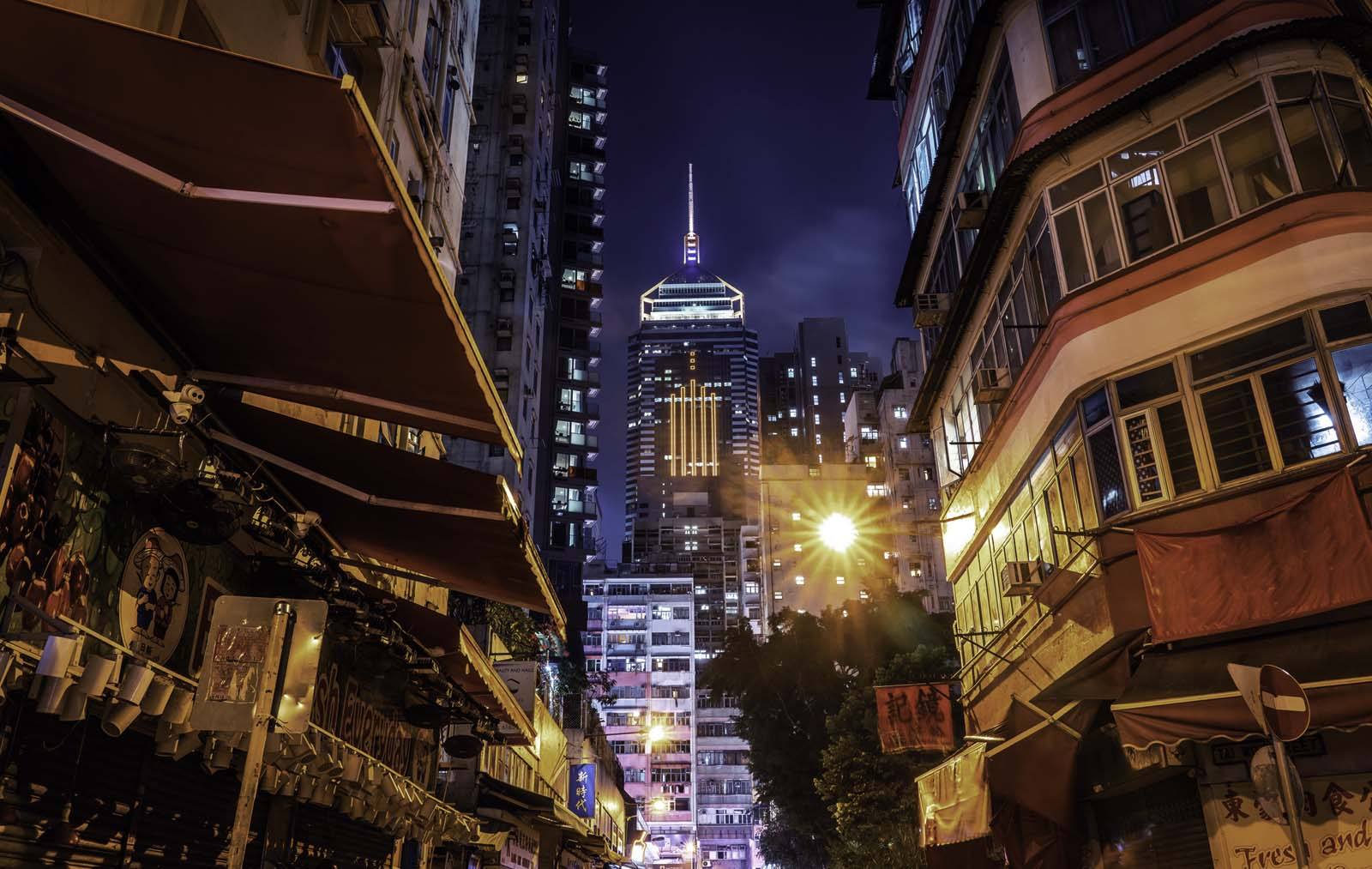 Wan Chai District at night - Hong Kong