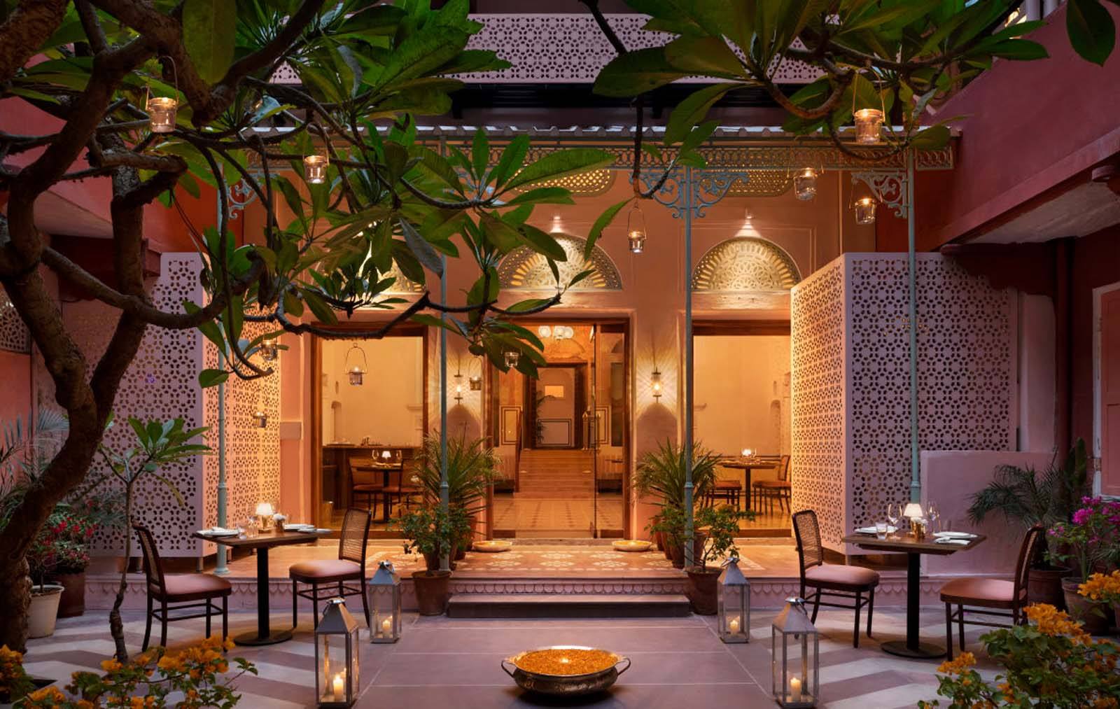 Outer courtyard facing restaurant at the johri hotel