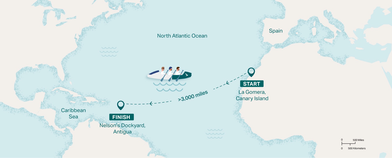 east rows west map of rowing talisker whisky atlantic challenge